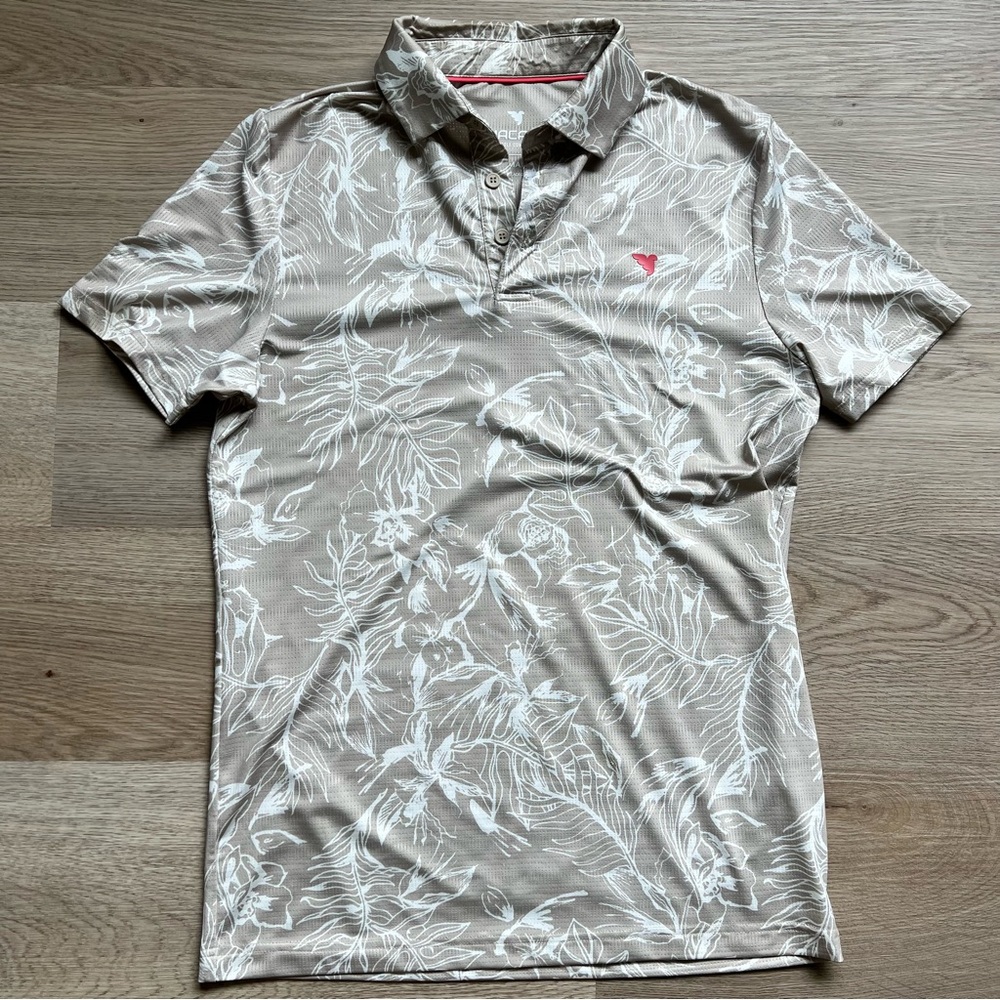 Macade Golf Men's Beige Floral Polo Shirt